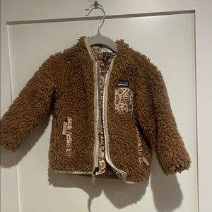 Patagonia Tan Sherpa Jacket with Patterned Trim